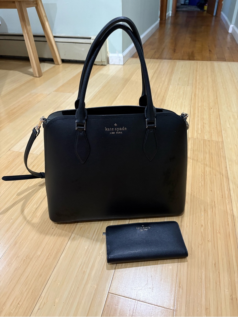 Kate Spade New York Black Saffiano Leather Satchel with Wallet